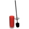 Toilet Brush Holder, Red, Glass and Polished Chrome Steel